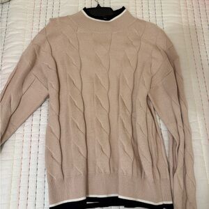 Beige Cable Knit Sweater